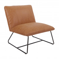 OSP Home Furnishings BRC51-P42 Brocton Chair in Sand Faux Leather with industrial steel Frame